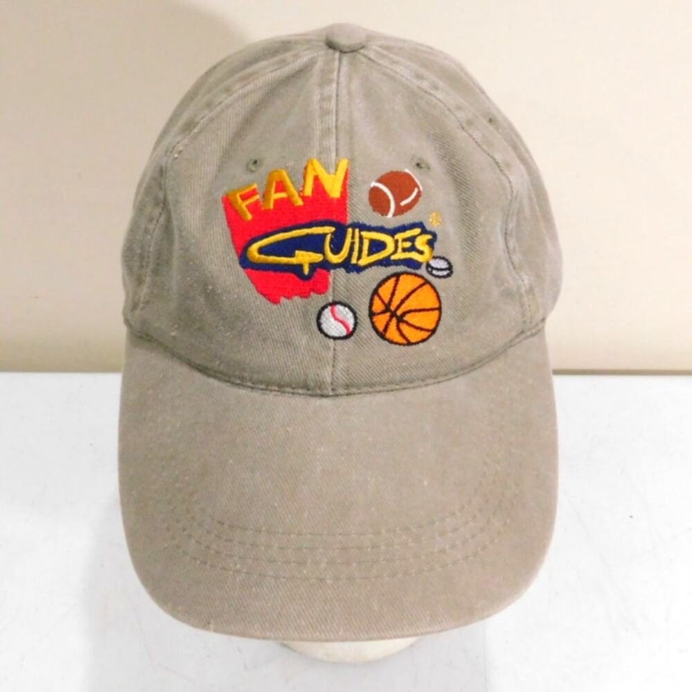 Vintage 90s Fan Guides Magazine Strapback Hat Cap Tan Embroidered Sports